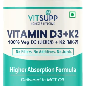 VitSupp D3 + K2 Smart Absorb  | 100% Vegetarian Vitamin D3 Supplement (600 IU D3 + 45 mcg K2 MK-7)