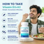 Instructions for taking VitSupp Vitamin D3 K2 capsules with a meal