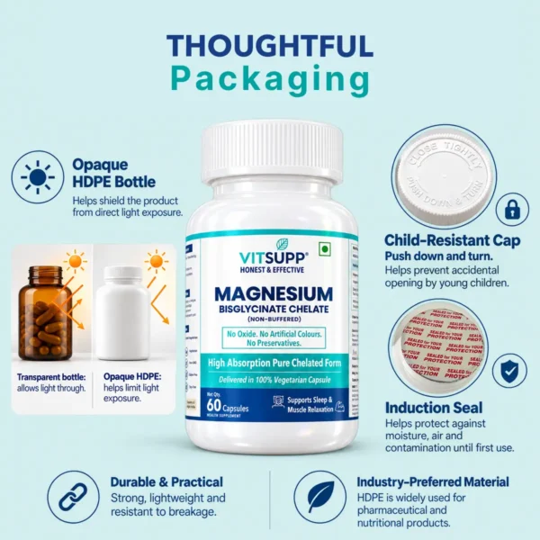 VitSupp Magnesium Bisglycinate Chelate has a Thoughtful packaging.