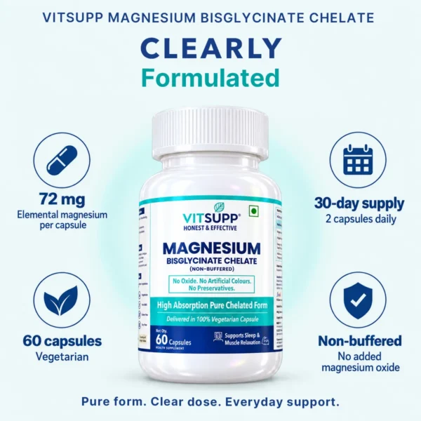 VitSupp Magnesium Bisglycinate Chelate is Clearly Formulated
