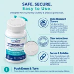 VitSupp Vitamin D3 K2 bottle showing the push-down-and-turn child-resistant cap