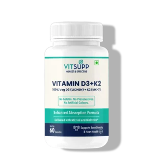 VitSupp Vitamin D3 + K2 (MK-7) | Daily Supplement | 100% Veg D3 - Lichen - 60 Soft Gels