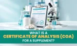 Supplement capsules and a lab test report beside a microscope, VitSupp guide to the certificate of analysis (COA)